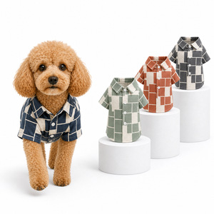 Geometric Plaid Short Sleeve Dog Shirt dog outfitspet <b>clothes</b> oem pet <b>clothes</b> Breathable Button Down Pet Top Multi Color - Product Image 1