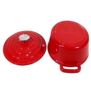 Horno holandés de <span class=keywords><strong>hierro</strong></span> fundido esmaltado negro y rojo de 3,4 QT, ideal para cocina europea - Product Image 6