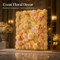 Panneau mural de fleurs artificielles blanches ivoire mélangées avec roses, pivoines et hortensias pour décoration de fond de mariage, vitrine de magasin, événement ou fête