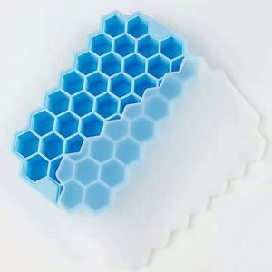High Quality <b>Ice</b> <b>Cube</b> Mold 37 Cavity Honeycomb Design Hexagon <b>Ice</b> <b>Cube</b> Tray With Silicone Lid Bpa-free - Product Image 3