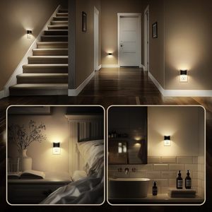 <b>Plug</b>-<b>in</b> Wall Lamp Style Night <b>Light</b> Semi-arc Black Shell Dimmable <b>Light</b> <b>Sensor</b> Induction Lamp For Corridor Bedside Home Lighting - Product Image 6