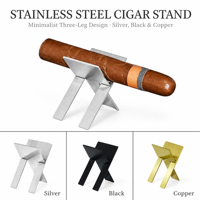 Support à cigares en acier inoxydable, pliable et portable, support à cigarettes simple en métal, repose-cigares multifonctionnel pour bureau et voyage
