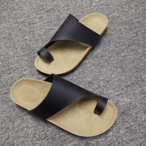 <span class=keywords><strong>Sandalias</strong></span> Planas Antideslizantes con Anillo para el <span class=keywords><strong>Dedo</strong></span> del Pie, Parte Superior de Cuero PU y Plantilla de Corcho para <span class=keywords><strong>Hombre</strong></span>, Uso Diario, Casual, al Aire Libre, Verano y Playa - Product Image 4