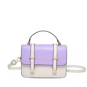 Women's PU <b>Leather</b> Square <b>Messenger</b> <b>Bag</b> Customizable Candy Color with Zipper Closure Star Pattern Fashionable Lady Style - Product Image 1