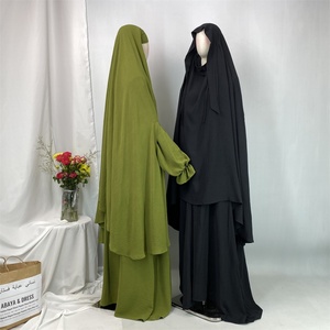 ชุดอาบายะห์สำหรับละหมาดวันอีด ผ้าเครปบับเบิ้ล คีมาร์ยาวแบบมีรูด้านข้าง พร้อมแขนเสื้อยืดหยุ่นและกระเป๋า ชุดเดรส 2 ชิ้น สำหรับผู้หญิง รุ่น 6778+2339 - Product Image 5