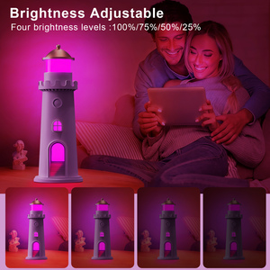 Fashion Full <b>RGB</b> 7 Color Dimmable Moon Lighthouse Rechargeable LED Projection Night Light Modern DIY Design Bedroom Use USB - Product Image 3