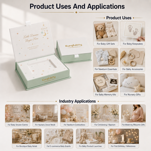 Boîte à souvenirs pour bébé vert menthe avec insert en carton pour les souvenirs de nouveau-né <span class=keywords><strong>et</strong></span> les ensembles de chambre d'enfant - Product Image 2