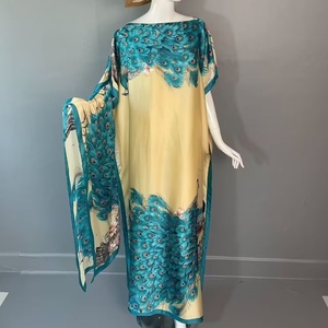 Estilo Africano das mulheres Impresso Manga Curta Robe Vestido Longo Muçulmano Abaya Médio Oriente Vestidos Kaftan Moda Estilo - Product Image 6