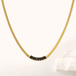 18K Gold Plated Jewelry Flat Snake Chain Necklace For Men