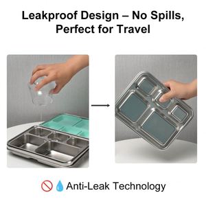 กล่องข้าวราคาโรงงาน ปลอดสาร BPA 4 ช่อง ป้องกันการรั่วซึม ทนทาน ทำจากสแตนเลส 304 กล่องอาหารกลางวันแบบใช้ซ้ำได้ กล่องเบนโตะโลหะ - Product Image 3