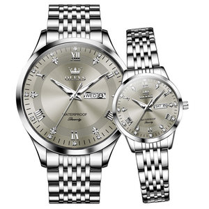 Orologi da Coppia Certificati Nuovo Modello 2025, Coppia <span class=keywords><strong>di</strong></span> Orologi al Quarzo in Acciaio Inossidabile <span class=keywords><strong>di</strong></span> <span class=keywords><strong>Marca</strong></span> Originale, Impermeabili con Lancette - Product Image 5