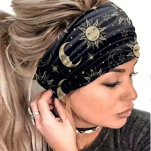 ربطة رأس بحافة واسعة على الطراز البوهيمي ربطة رأس قطنية مرنة رياضية للنساء يوغا ماصة للعرق ربطة رأس عتيقة - Product Image 5