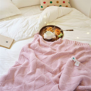 Couverture tricotée Jacquard en diamant de couleur unie en polyester 100% pour la chambre d'hiver Blanker <span class=keywords><strong>et</strong></span> le bureau <span class=keywords><strong>TN</strong></span> - Product Image 4