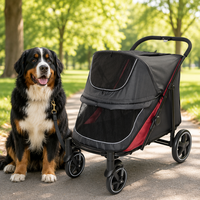 Poussette pour grand chien 60 kg, robuste, avec panneau en maille respirante amélioré, rideaux avant et arrière, pliage en un clic, chariot pour animaux de compagnie OEM ODM