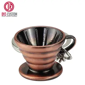 High Quality Custom Logo 3D Metal Coffee Series Tool Keyring Creative Mini Keychain for Coffee Lovers