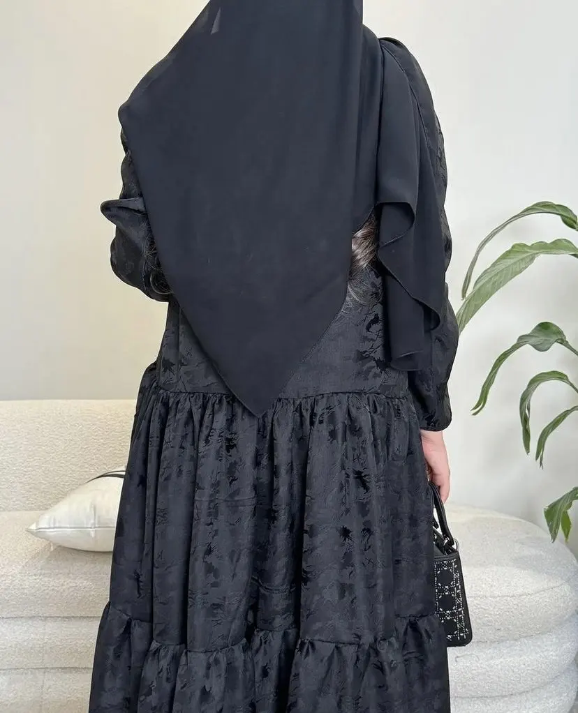 Bel Design formale nero tessuto Abaya materiale estivo per le donne islamiche abbigliamento moderno
