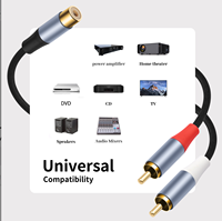 Répartiteur RCA bidirectionnel plaqué or, 1 femelle vers 2 mâles, adaptateur de câble audio-vidéo RCA en Y, longueur 0,5 m