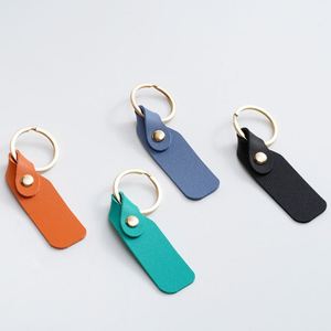 Blank Fob Kit Rectangular Pu Leather Keychain With <b>Key</b> <b>Ring</b> Minimalist Keyring for Diy - Product Image 5