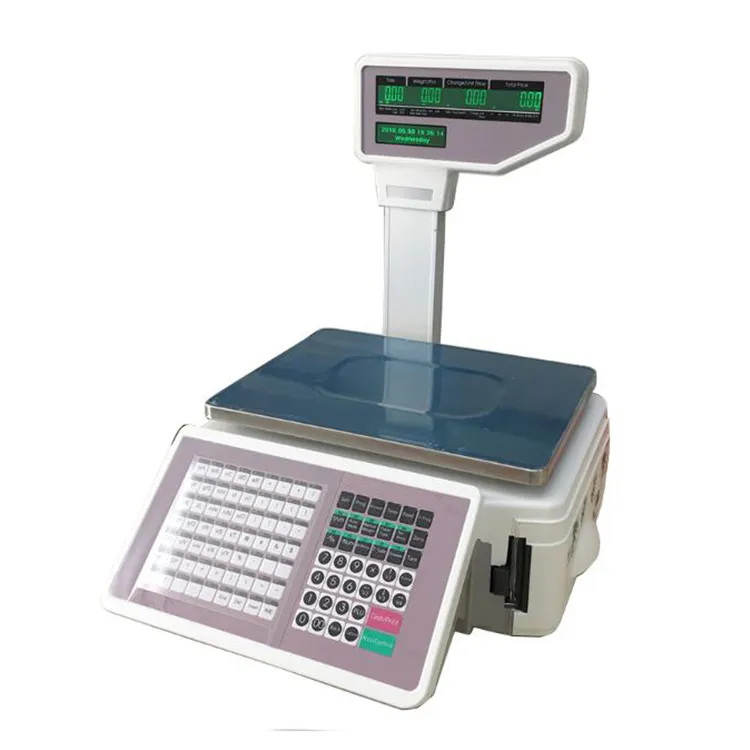 smart digital barcode scales with printer balance with 10000 PLUs data storage capacity support Spanish Arabic Russian