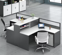 Bureau de travail modulaire en bois moderne simple et personnalisable pour 4 personnes