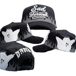 Casquette de baseball unisexe 5 panneaux en coton 100% avec doublure en satin, motif nœuds brodés 3D de haute qualité, vente en gros - Product Image 1