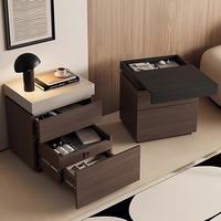 Table de chevet créative en bois avec dessus de rangement caché Table de chevet moderne à 4 tiroirs pour un usage domestique Armoire latérale au design simple
