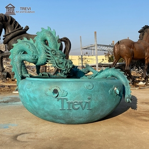 TREVI Ornement d'<span class=keywords><strong>extérieur</strong></span> Sculpture en bronze vert vintage Grande <span class=keywords><strong>fontaine</strong></span> d'eau en métal <span class=keywords><strong>dragon</strong></span> chinois à vendre - Product Image 4