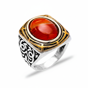 Agate Stone Oval Shape <b>Men</b> <b>Ring</b> Jewelry Man Jewellery Wholesale Handcrafted Authentic 925 Sterling <b>Silver</b> <b>Men</b> <b>Ring</b> - Product Image 2