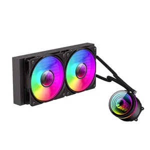 Gamemax, congelador líquido fábrica personalizável, compatível com intel amd 240mm, bomba eficiente de água, controlada pwm com ventilador rgb