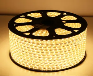 Lampu Led Strip 220 V SMD 5050 60Led/m IP67 tahan air hangat putih Led Strip 220 V Volt Led lampu Strip untuk kamar tidur