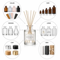 Diffuseur d'arômes en verre métallisé électroplaqué FENGJUN, gravé au laser avec des points étoilés, diffuseur cylindrique à bâtonnets 200 ml