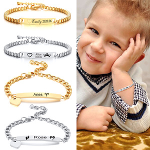 Pulsera de bebé de acero inoxidable Fatingna con chapado en oro de 18 quilates, nuevo diseño, brazalete personalizado, nombre de bebé personalizado para la fabricación de joyas - Product Image 2