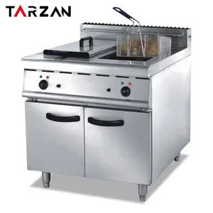 Fritadeira a gás comercial Tarzan, equipamento elétrico de cozinha para restaurantes, de boa qualidade, com 2 tanques e 2 cestos, fritar a gás