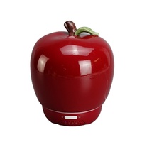 Diffuseur d'huiles essentielles en céramique en forme de pomme rouge, élégant humidificateur à brume froide pour table, motif fruit - Cadeau idéal pour l'automne et les fêtes