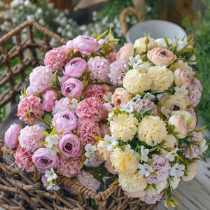 Bouquet de fleurs artificielles Leling Lulian Ruyi rose, blanc, violet, décoration de mariage, tissu tissé MW83519 - Product Image 1