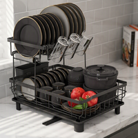 Égouttoir à vaisselle double couche pour comptoir de cuisine, étagère de rangement et support d'égouttage