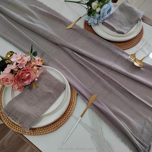 Décoration <span class=keywords><strong>de</strong></span> <span class=keywords><strong>table</strong></span> serviettes jaunes en mousseline douce torchon en coton uni 100% serviettes en tissu couleur moutarde faites à la main - Product Image 5