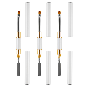Pinceau double embout en nylon pour nail art, stylo applicateur pour gel UV acrylique, extension, spatule de modelage, outil de manucure - Product Image 1