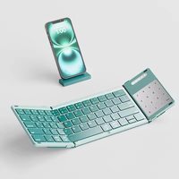 Keyboard Mini BT Nirkabel Lipat 3 Lipatan 78 Tombol Populer, Dapat Diisi Ulang, Dilengkapi Touchpad Mouse untuk Android Windows iOS