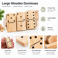 Grandes tuiles de dominos en bois de pin 50x24x5mm, vente en gros de pièces de jeu de dominos en bois pour jeux familiaux, bricolage et éducation