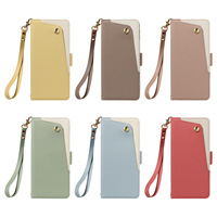 Casing Kulit Litchi Mewah Model Flip Cover Anti Benturan dengan Tali Pergelangan Tangan & Tali Leher untuk Ponsel 17/16 Grosir Pabrik