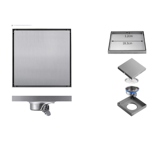 Siphon de sol encastré en acier inoxydable brossé SUS 304 pour salle de bain et balcon, design moderne <span class=keywords><strong>anti</strong></span>-odeur épaissi - Product Image 2