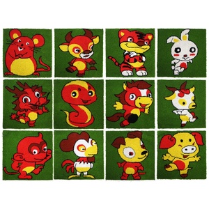 Dessin animé singe décoratif coloré Faux gazon tapis enfants gazon artificiel tapis matière plastique - Product Image 6