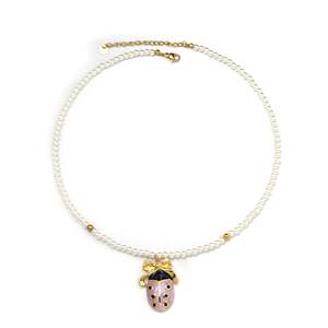 Collier de perles avec pendentif coccinelle plaqué or, acier inoxydable 316L, bijoux durables et résistants pour femmes - Product Image 1