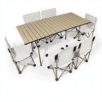 Ensemble table et chaises pliantes de plage en alliage d'aluminium, meubles d'extérieur portables pour camping, barbecue, pique-nique