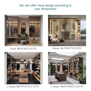 Filippijnen Groot Formaat 4-deurs Kast Eenvoudige Kleding Lade Sieraden Display Aluminium Hout Walking Closet Glazen Kledingkast Licht