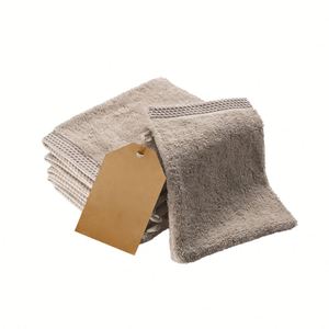 Lot de 6 débarbouillettes carrées en coton biologique à motif uni (Beige) certifiées GOTS 500 g/m² certifiées Oeko-Tex - Product Image 1