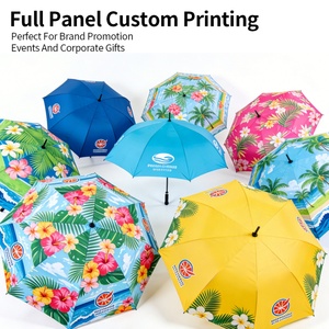 Hawaiian Palm Tree Design High-quality Durable Golf <b>Umbrella</b> Strong Windproof Waterproof Fiberglass Frame Large Rain <b>Umbrella</b> - Product Image 3