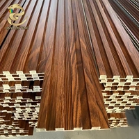Decoración Interior para Oficina y Hogar, Revestimiento Exterior para Baño, Resistente a la Humedad, Impermeable, Ecológico, Ignífugo, Revestimiento de Madera Flexible 3D WPC Acanalado