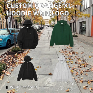 Sweat à capuche orange personnalisable pour homme, taille XL, 340 g/m², en coton et polyester, couleur unie, logo brodé, coupe oversize, style streetwear - Product Image 2